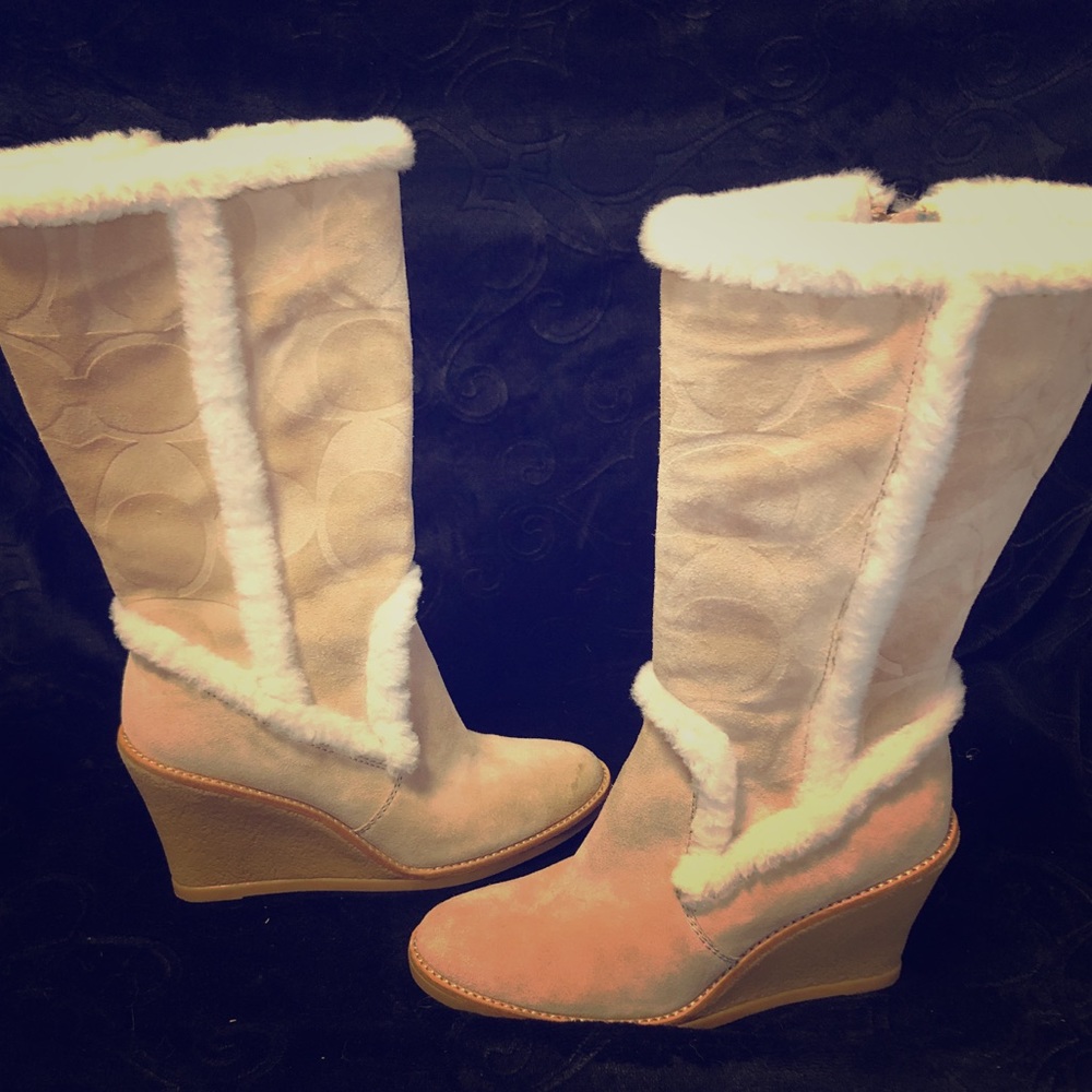 Monogram coach boots